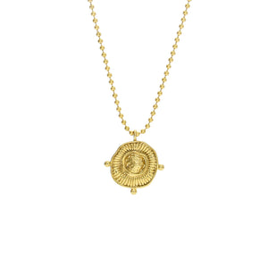 Sunflower Pendant Necklace Stainless Steel Beads Chain 18k Plated Choker