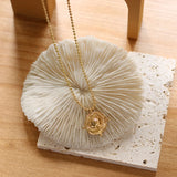 Sunflower Pendant Necklace Stainless Steel Beads Chain 18k Plated Choker