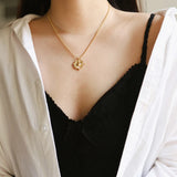 Sunflower Pendant Necklace Stainless Steel Beads Chain 18k Plated Choker