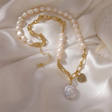Europe America Natural Pearl Pendant Necklace Women Retro Party Jewelry