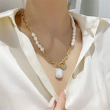 Europe America Natural Pearl Pendant Necklace Women Retro Party Jewelry