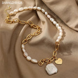 Europe America Natural Pearl Pendant Necklace Women Retro Party Jewelry