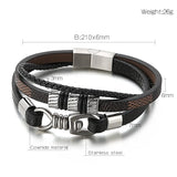 European Punk Jewelry Men's Multilayer Leather Bracelet 210mm