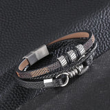 European Punk Jewelry Men's Multilayer Leather Bracelet 210mm