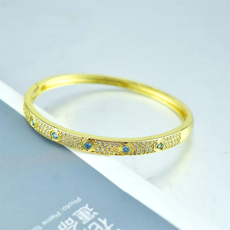 Irregular Zircon Bangle Plating 18K Real Preserving Bangle