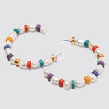 Exaggerated C Shape Pearl Earrings Women Beaded Earring