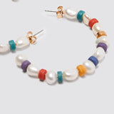 Exaggerated C Shape Pearl Earrings Women Beaded Earring