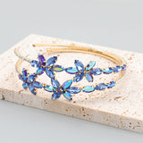 Metal Rhinestone Flower Earrings Banquet Hoops Women's Statement Earrings