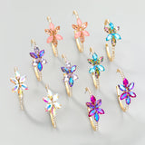 Metal Rhinestone Flower Earrings Banquet Hoops Women's Statement Earrings