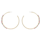 Metal Rhinestone Flower Earrings Banquet Hoops Women's Statement Earrings