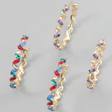 Metal Rhinestone Flower Earrings Banquet Hoops Women's Statement Earrings