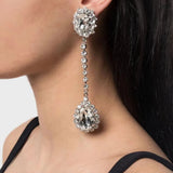 Crystal Heart Dangle Drop Stud Earrings for Women