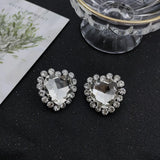 Crystal Heart Dangle Drop Stud Earrings for Women