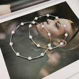 Exaggerated Pearls Circle Hoop Earrings Wedding Jewelry