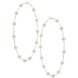 Exaggerated Pearls Circle Hoop Earrings Wedding Jewelry
