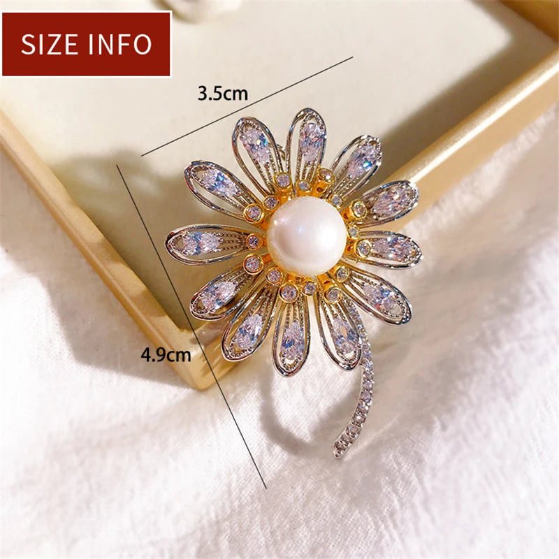 Sunflower Brooches Pin Cubic Zircon Jewelry Coat Dress Scarf Hat