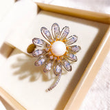 Sunflower Brooches Pin Cubic Zircon Jewelry Coat Dress Scarf Hat