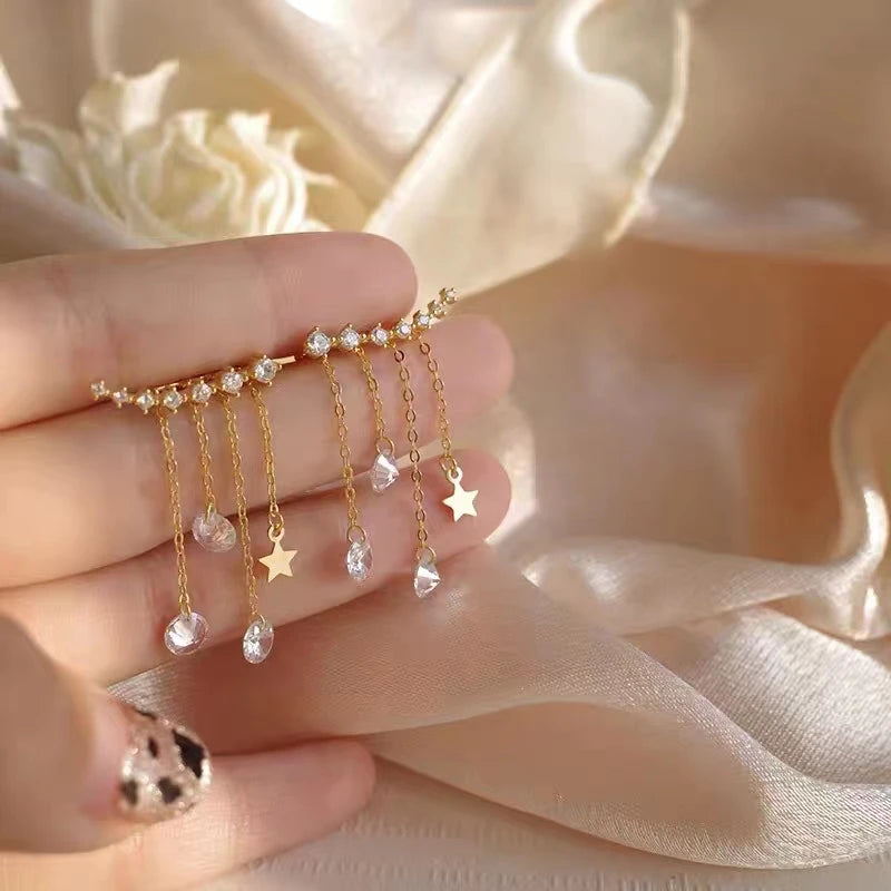 Temperament Crystal Tassel Drop Earrings Fairy Wedding