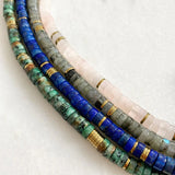 Natural Stone Beaded Necklace Green Gray Retro Charm Jewelry Men Women