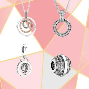 S925 Sterling Silver Double Circle Round Pendant Necklace Romantic Gift