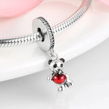 925 Sterling Silver Rainbow Puzzle Bear Beads for Bracelet