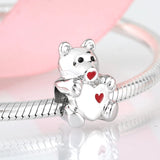 925 Sterling Silver Rainbow Puzzle Bear Beads for Bracelet