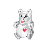 925 Sterling Silver Rainbow Puzzle Bear Beads for Bracelet