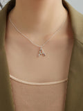 A-Z Letter Pendant Necklace Stainless Steel Opals
