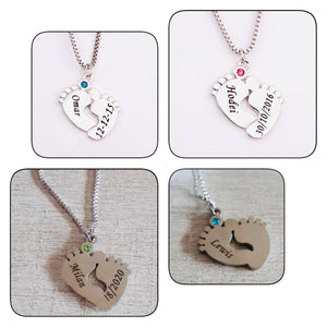 Baby Feet Pendant Mom Necklace Jewelry Chains Collane...
