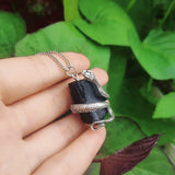 Tourmaline Stone Snake Pendant Necklace Crystal Gem Healing Stone