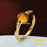 Crystal Round Big 18K Plated Wedding Ring For Women Birthday Gift