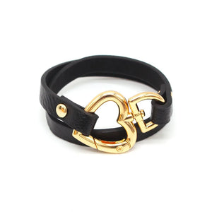 Ethnic Women Heart Geometric Print Wide Leather Bracelet Bangle