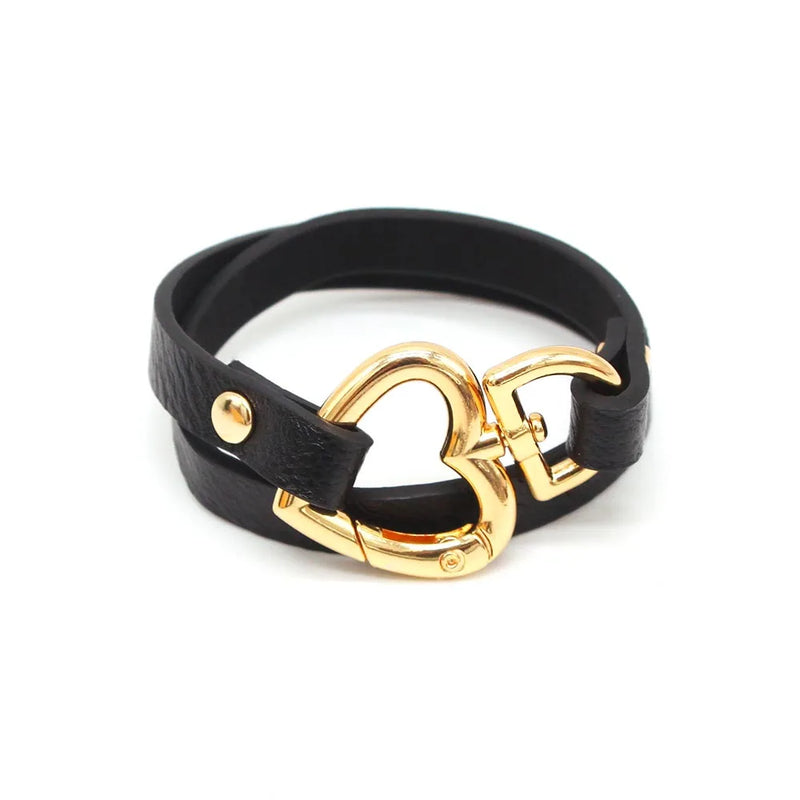 Ethnic Women Heart Geometric Print Wide Leather Bracelet Bangle