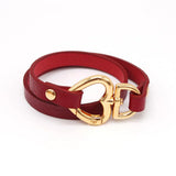 Ethnic Women Heart Geometric Print Wide Leather Bracelet Bangle