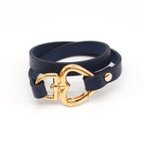 Ethnic Women Heart Geometric Print Wide Leather Bracelet Bangle
