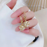 Hydrangea Styles Earring 14k Plated Zircon Round Gift