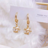 Hydrangea Styles Earring 14k Plated Zircon Round Gift