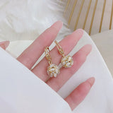 Hydrangea Styles Earring 14k Plated Zircon Round Gift