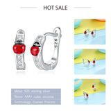 Christmas Stud Earrings 925 Silver Ladybug Clover Heart for Women Kids Girls