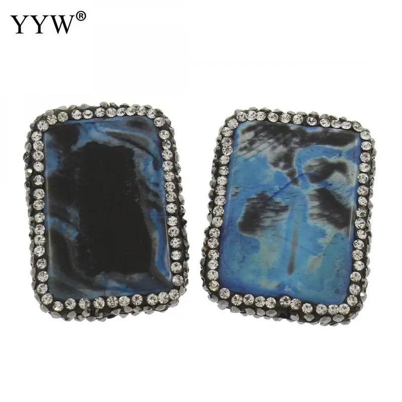 Fire Agat Pendant Rhinestone Necklace for Women
