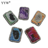 Fire Agat Pendant Rhinestone Necklace for Women