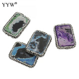 Fire Agat Pendant Rhinestone Necklace for Women