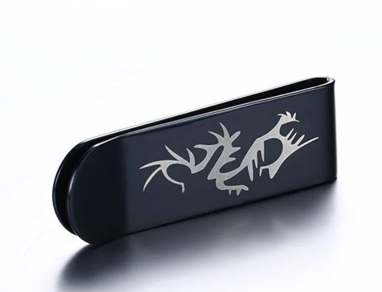 Men's Stainless Steel Wallet with Laser Pattern Engraving