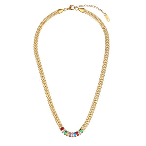 Cuban Chain Zircon Necklace Bracelet Set 18k Choker