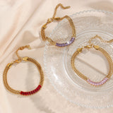 Cuban Chain Zircon Necklace Bracelet Set 18k Choker
