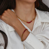 Cuban Chain Zircon Necklace Bracelet Set 18k Choker