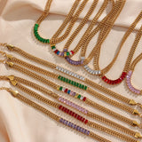 Cuban Chain Zircon Necklace Bracelet Set 18k Choker