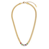 Cuban Chain Zircon Necklace Bracelet Set 18k Choker