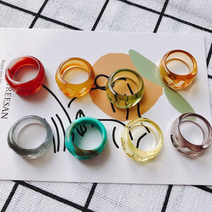 Geometric Round Resin Ring for Girls