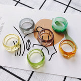 Geometric Round Resin Ring for Girls